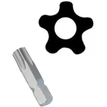 1/4" Ötágú Lyukas Torx rövid