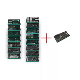   SATA szivacsmodul készlet - L 360 részes (15 modul) + AJÁNDÉK dupla racsnis csillag- villáskulcs készlet 5.5-24 mm 17 részes szivacsmodulban