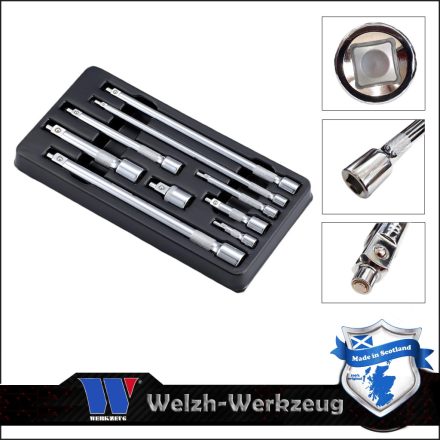 6118-WW | Tálcás toldószár készlet mágnesesfejű 9 db-os 1/4" , 3/8" , 1/2" Welzh