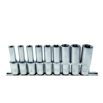   9-2026 | Dugókulcs - crowafej készlet 1/2" belső torx E10-E24 hosszított 9 db-os BGS