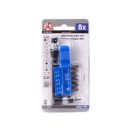 9-20805 | Csavarhúzó bit hajtó derékszögű + 7 db duplavégű 1/4" bitek + Tok -BGS