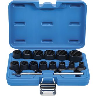   9-5269 | Kerékőr és sérült csavar leszedő dugófej készlet 8-27 mm 1/2" 14+2 db -BGS