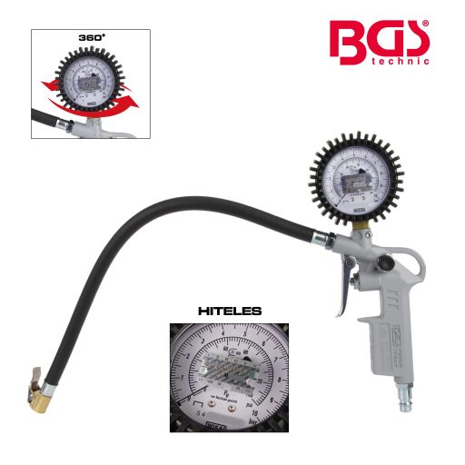 9-55400-HITELES | Gumiabroncs nyomásmérő - kerékfúvató HITELESÍTVE Fém  MV23