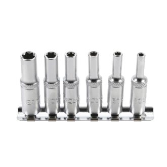   9-6403 | Dugókulcs - crowafej készlet 1/4" belső E-torx E4-E10 hosszú 6 db-os BGS