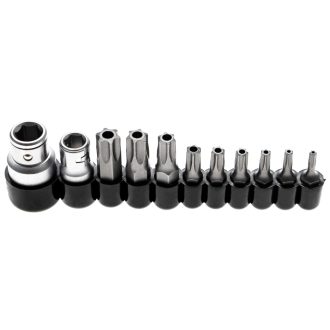   9-786 | Bit készlet 11 db-os hatágú lyukas torx 1/4"+ 3/8" bitek + befogók - BGS