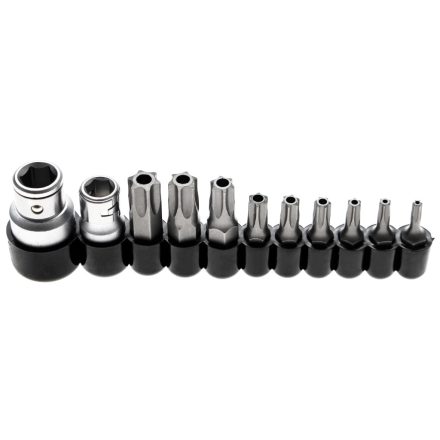 9-786 | Bit készlet 11 db-os hatágú lyukas torx 1/4"+ 3/8" bitek + befogók - BGS