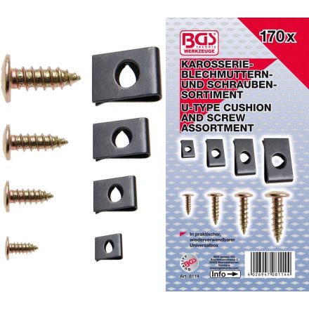 9-8114 | Fém lemezanya és csavar készlet 170 db BGS