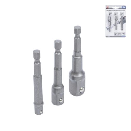 9-8204 | Adapter készlet fúrógéphez - csavarbehajtóhoz 1/4"-3/8"-1/2" - BGS