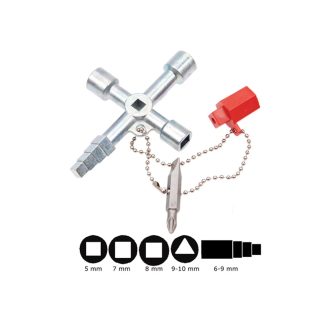   9-9416 | Kapcsolószekrény (karbantartó) kulcs - négyágú + 2 adapter