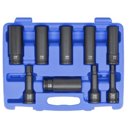 91034900 | Légkulcsfej készlet 3/4"  9 db 24-36 mm+H14-17-19 metrikus hosszú 12 l.