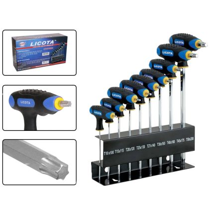 AWT-30127CNH | Torx kulcs készlet, T-forma, T10-T50 9 db-os - Licota