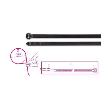 BMNL3048 | BMNL3048   Acélfogas műanyag kábelkötegelő szalag, fekete, UV-álló