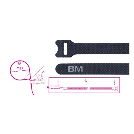BMNV2312 | BMNV2312 Tépőzáras kábelkötegelő szalag, fekete