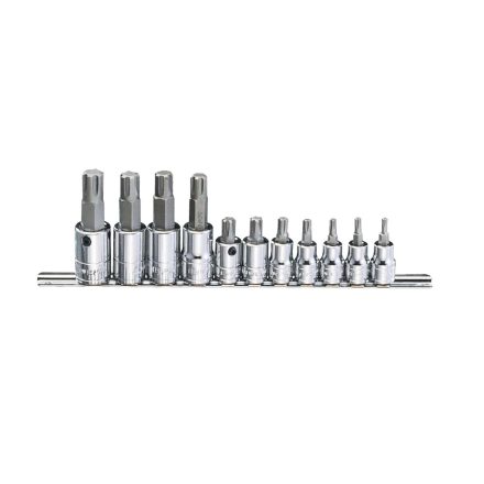BS-3411S | Rátűzőkulcs - crowa+bit készlet 3/8" - 1/2" RIBE 4-16-ig 11 db-os Genius
