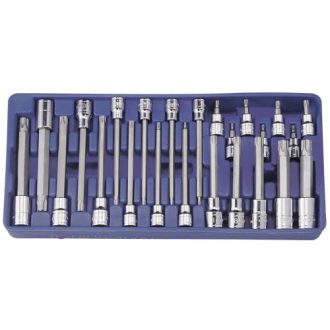   BS-3424T | Tálcás Genius rátűzőkulcs készlet torx 3/8" + 1/2" 24 db-os 1/3