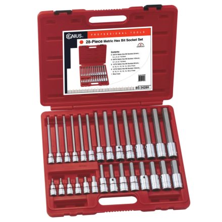 BS-3428H | Bit készlet imbusz 28 db-os 3/8"-1/2" Genius