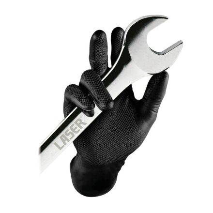 CON-37299-BL | Kesztyű Grippaz 100% Nitril  7/S - dobozos 50 db-os - FEKETE