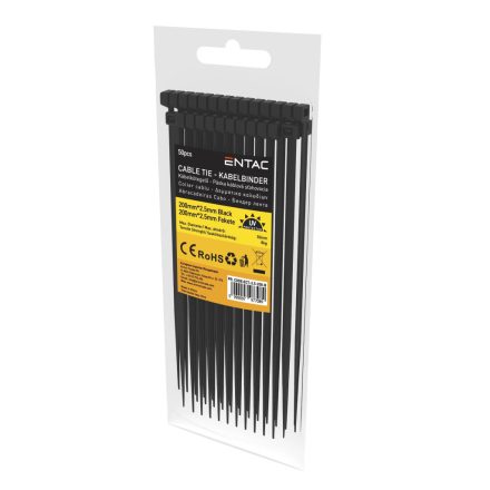 ECT-2.5-200-B | Kábelkötegelő 2,5x200 - Fekete - 50 db-os - Entac