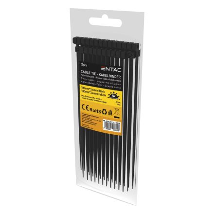 ECT-3.6-100-B | Kábelkötegelő 3,6x100 - Fekete - 50 db-os - Entac