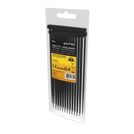 ECT-3.6-300-B | Kábelkötegelő 3,6x300 - Fekete - 50 db-os - Entac