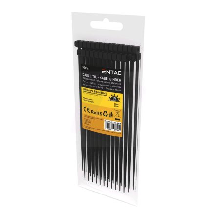 ECT-4.8-300-B | Kábelkötegelő 4,8x300 - Fekete - 50 db-os - Entac