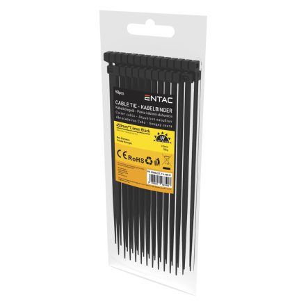 ECT-7.6-450-B | Kábelkötegelő 7.6x450 - Fekete - 50 db-os - Entac