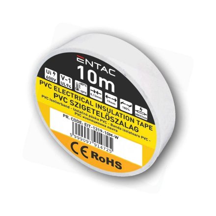 EIT-1319-10M-W | Szigetelőszalag 10m fehér 0.13x19 mm - Entac