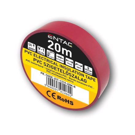 EIT-1319-20M-R | Szigetelőszalag 20m piros 0.13x19 mm - Entac