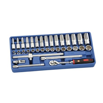 EU-335M | Tálcás Genius dugókulcs készlet 3/8" 12 sz. n. + h. 35 db-os - 1/3