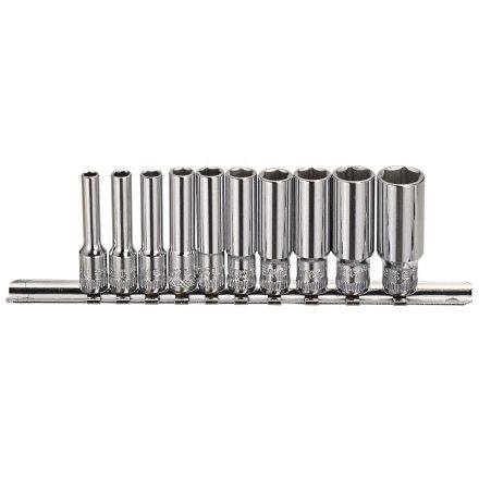 GD-210S | Dugókulcs - crowafej készlet 1/4" 6 lap hosszú COLOS 10 db-os Genius