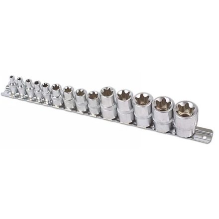 LAS-3482 | Dugókulcs - crowafej készlet 1/2"-3/8"-1/4" belső torx 14 db-os E4 - E24