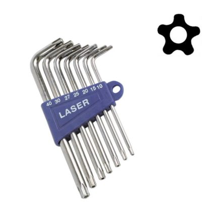 LAS-3498 | Torxkulcs, furatos "L" alakú készlet ÖTÁGÚ TPX10-TPX40 LYUKAS 7 db-os