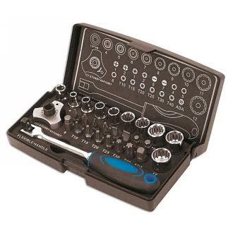   LAS-3925 | Dugókulcs készlet Gear Lock - Alldrive 1/4" 28 db-os vegyes készlet - Laser