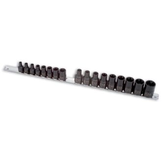   LAS-3930 | Légkulcsfej készlet 1/2"-3/8" belső torx E5 - E24 17 db-os - Laser
