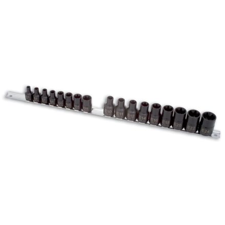 LAS-3930 | Légkulcsfej készlet 1/2"-3/8" belső torx E5 - E24 17 db-os - Laser