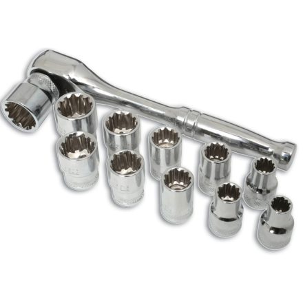 LAS-4111 | Dugókulcs készlet Gear Lock - Alldrive 3/8" 11 db 8-19 mm +1 db racsni
