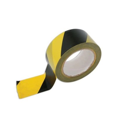 LAS-4725 | Jelzőszalag sárga-fekete 33 méter x 50 mm öntapadós - Laser