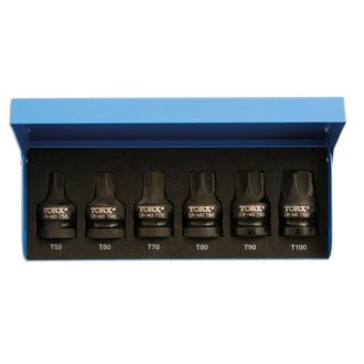  LAS-4947 | Légkulcsfej készlet 1/2" Torx T55-T100 -alacsony profil 6 db - Laser