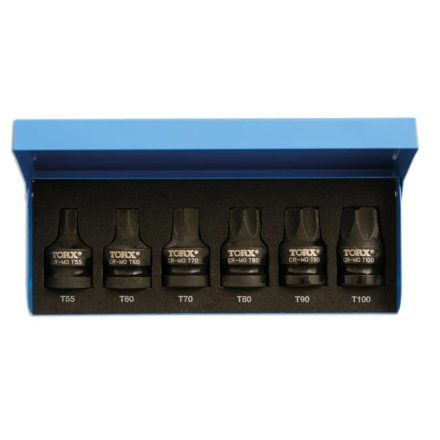 LAS-4947 | Légkulcsfej készlet 1/2" Torx T55-T100 -alacsony profil 6 db - Laser