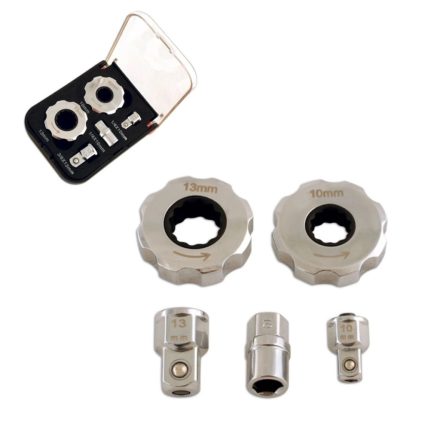 LAS-5433 | Racsnis fej készletben 10 és 13 mm + adapterek