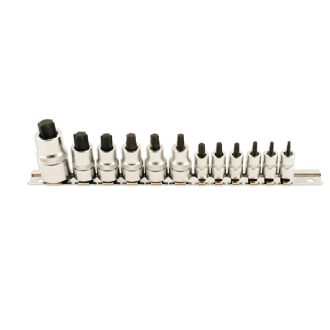   LAS-5521 | Rátűzőkulcs - crowa+bit készlet 1/4"-3/8"-1/2" 12 db-os RÖVID Torx:T8-T60