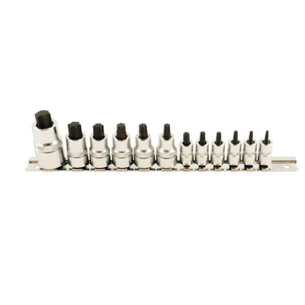 LAS-5521 | Rátűzőkulcs - crowa+bit készlet 1/4"-3/8"-1/2" 12 db-os RÖVID Torx:T8-T60