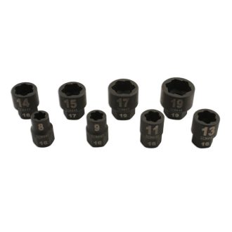   LAS-5966 | Csavarkiszedő készlet - sérült fejű csavarokhoz  8 db-os 8-19 mm 3/8"