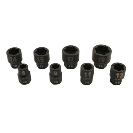 LAS-5966 | Csavarkiszedő készlet - sérült fejű csavarokhoz  8 db-os 8-19 mm 3/8"