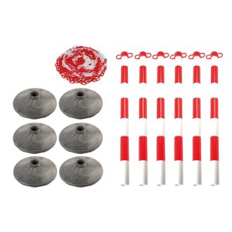   LAS-6701 | Kordon készlet - 25 m műanyag lánc - 6 oszlopos kivitel piros-fehér