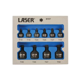   LAS-6727 | Rátűzőkulcs, gépi Torx T10-T50 10 db-os - extra alacsony