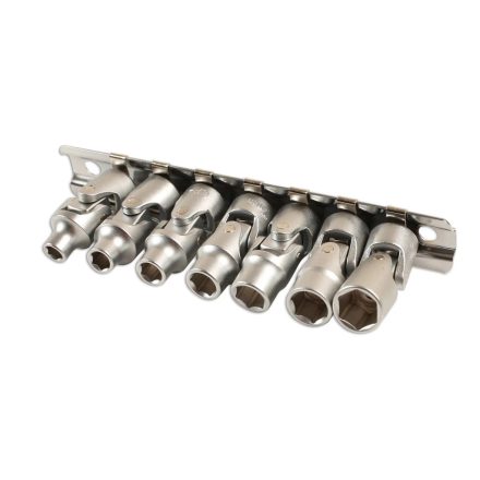 LAS-7024 | Dugókulcs - crowafej készlet 1/4" 6 lapú CSUKLÓS 7 db-os 5-10 mm