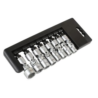   LAS-7035 | Dugókulcs - crowafej készlet 3/8" 6 lapú CSUKLÓS 8 db-os 10-19 mm