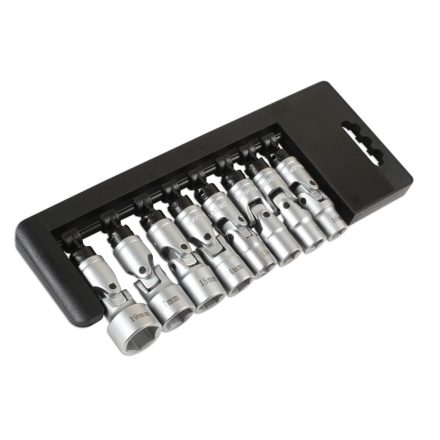 LAS-7035 | Dugókulcs - crowafej készlet 3/8" 6 lapú CSUKLÓS 8 db-os 10-19 mm