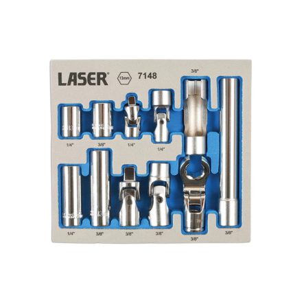 LAS-7148 | Dugókulcs és adapter készlet 13 mm-es Master készlet 1/4" - 3/8" - Laser